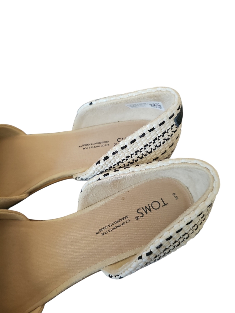 Toms Beige Suede D'Orsay Flat - Women Shoes Cream Black Heels Sz 9 SH370 - Picture 7 of 7